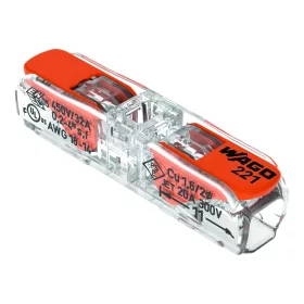 WAGO 221-STECKVERBINDER, 2 DRAHTEN 0,02–4 MM2