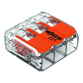 WAGO 221-STECKVERBINDER, 3 DRAHT 0,02–4 MM2