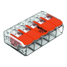 WAGO 221 STECKVERBINDER, 5 LEITER 0,5–4 MM2