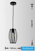UNIVERSO Pendelleuchte 1xE27 Max. 60 W IP20 Schwarz D140x1340mm