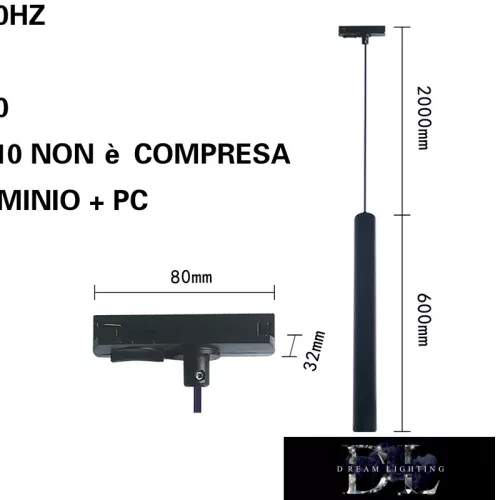 UNIVERSO Für einphasige Schiene Aufhängung GU10 max. 60 W 600 mm schwarz