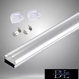   UNIVERSO Decken-Aluminiumprofil mit transparenter, gebogener Abdeckplatte 2 m 15*8,8 mm
