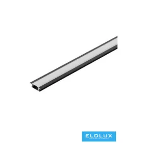   UNIVERSO süllyesztett aluprofil matt fehér fedlappal Fekete 2000x24.15x6.9mm