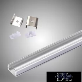   UNIVERSO Deckenprofil aus Aluminium mit transparenter Abdeckung 2 m 17,35*6,9 mm