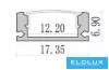 UNIVERSO Deckenprofil aus Aluminium mit mattweißer Abdeckplatte, 2 m, 17,35 x 6,9 mm, schwarz