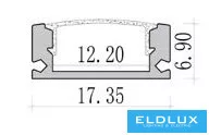 UNIVERSO Deckenprofil aus Aluminium mit mattweißer Abdeckplatte, 2 m, 17,35 x 6,9 mm, schwarz