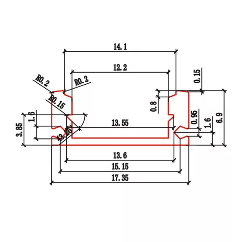 UNIVERSO Deckenprofil aus Aluminium mit mattweißer Abdeckplatte 2 m 17,35*6,9 mm