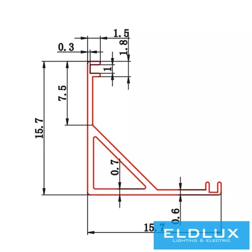 UNIVERSO Eckprofil aus Aluminium mit mattweißer Abdeckplatte 2 m 45° 15,7*15,7 mm