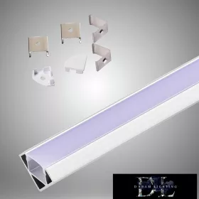   UNIVERSO Eckprofil aus Aluminium mit mattweißer Abdeckplatte 2 m 45°