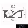 UNIVERSO Aluminiumprofil zum Einbau in Gipskartonplatten mit mattweißer Abdeckplatte, 2 m, 20,8*8,8 mm