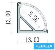 UNIVERSO Eckprofil aus Aluminium mit mattweißer Abdeckplatte 45° 13 x 13 x 2000 mm Aluminium