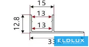 ELDLUX Aluminiumprofil + Abdeckplatte 2000 x 34 x 13 mm