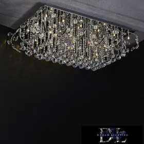   ELDLUX Kristallglas-Deckenleuchte Chrom LED 24×5W 4000k IP20 1050x700x340mm