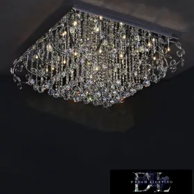   ELDLUX Kristallglas-Deckenleuchte Chrom LED 25×5W 4000k IP20 850x850x340mm