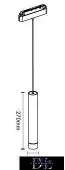 UNIVERSO Magnetisch an Schiene montierbare Pendelleuchte DC:48V 8W 680LM 4000K RA90 IP20 D41x270mm Schwarz