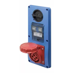   EC690 VERTIKALE STECKDOSE 2P+E 16A SCHALTER UND SICHERUNGSHALTER IP65