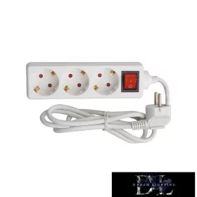   ELDLUX Verlängerungskabel mit Schalter, 3 Steckdosen, 5 m x 1,5㎟, IP20, weiß