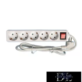   ELDLUX Verlängerungskabel mit Schalter, 5 Steckdosen, 3 m x1,5㎟, IP20, weiß