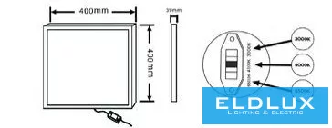 UNIVERSO Quadratisches LED-Panel für den Außenbereich 30 W 3530 lm CCT/Kap. 120° IP20 Weiß 400 x 400 x 39 mm