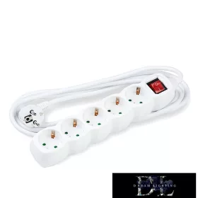   Technik 5-fach-Steckdosenleiste mit 3 m Kabel, 1,5 mm² Kupferkabel + Schalter (weiß) 16 A