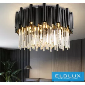 ELDLUX Kristallglas-Deckenleuchte E14×3 D300x300mm Schwarz