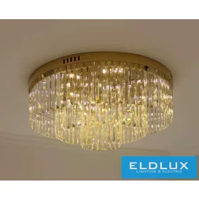 ELDLUX Kristallglas-Deckenleuchte E14×19 D800x350mm Gold