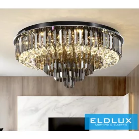   ELDLUX Kristallglas-Deckenleuchte E14×10 D500x350 mm Schwarz
