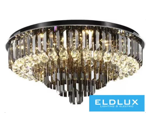ELDLUX Kristallglas-Deckenleuchte E14×10 D500x350 mm Schwarz