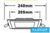 UNIVERSO Quadratische LED-Einbauleuchte 24 W 2400 lm CCT/Kap. 120° IP20 Weiß 240 x 240 mm Ausschnitt: 205 x 205 mm