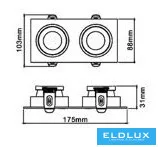 UNIVERSO Einbaustrahler 1xGU10 IP20 Weiß 175x88x31mm Ausschnitt: 160x75mm 5 Jahre