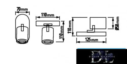 UNIVERSO Spotleuchte 1xGU10 Max. 35 W IP20 125 x 70 x 110 mm Schwarz/Gold