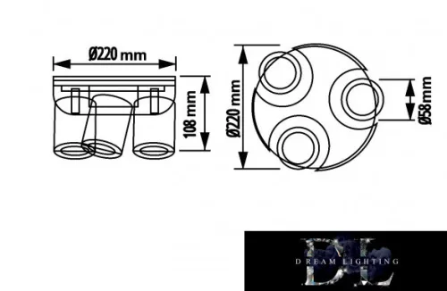 UNIVERSO Spotleuchte 3xGU10 Max. 35 W IP20 D220x108 mm Schwarz/Gold